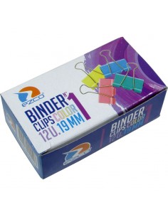 Binder Clips Color  Ezco 19 Mm Nª1 X 12unid Caja