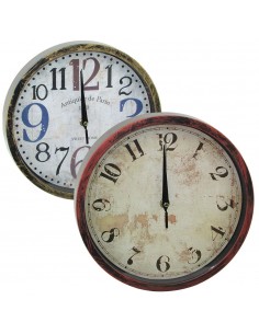 Reloj De Pared Antiguedad Redondo Plástico  25 Cm En Caja Ab-40007